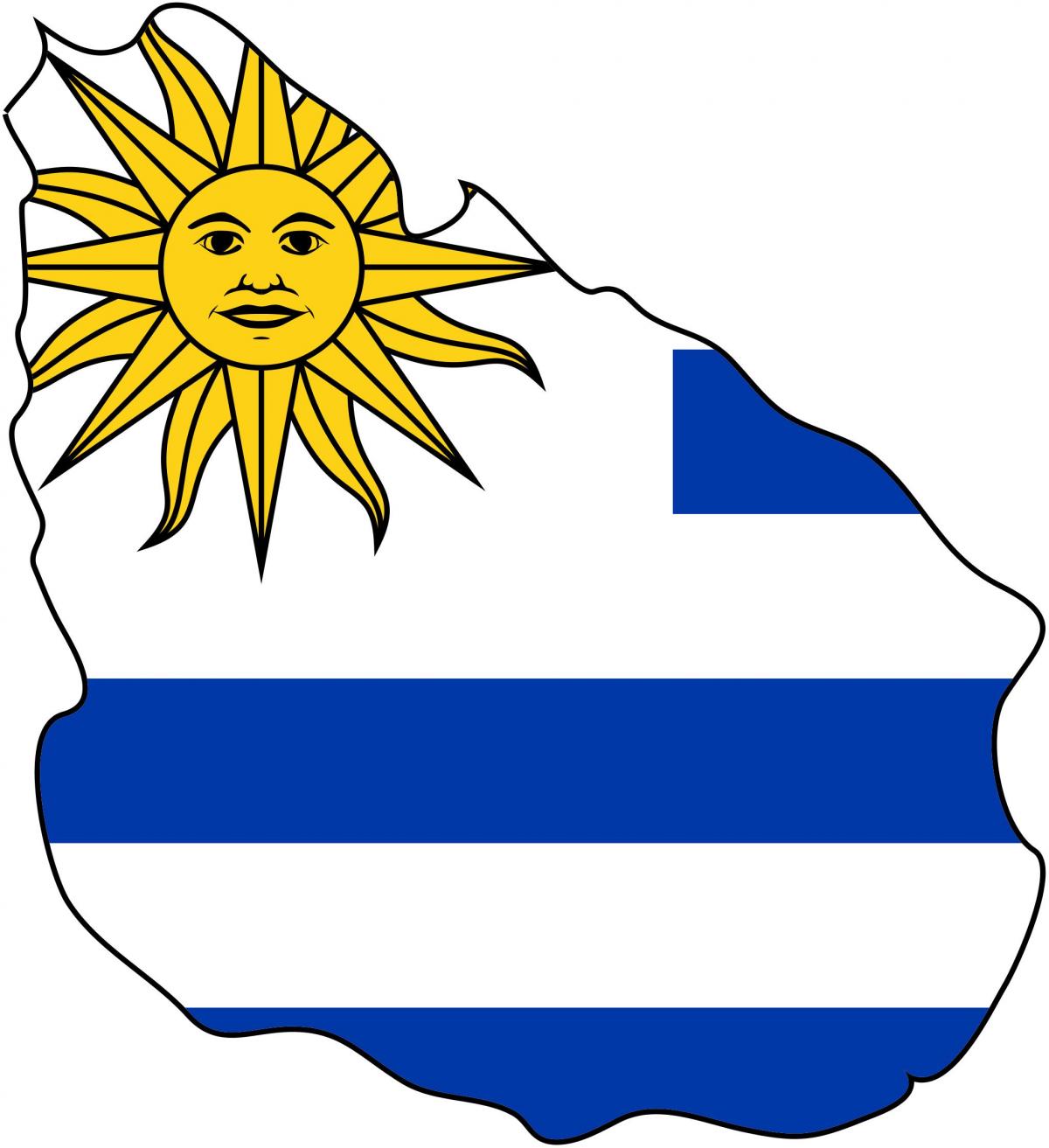 Mapa do Uruguai bandeira