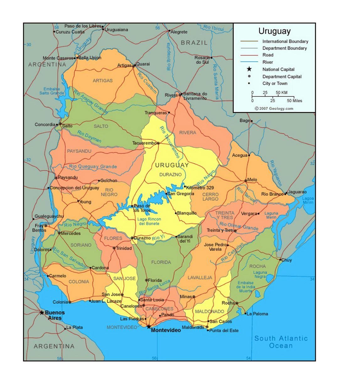 Mapa político do Uruguai